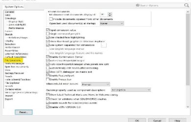 Changing File Locations for various Categories in SOLIDWORKS