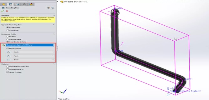 Enhanced Bounding Box Control in SOLIDWORKS 2026