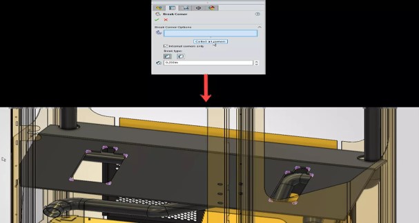 Internal Corner Breaks in SOLIDWORKS 2026