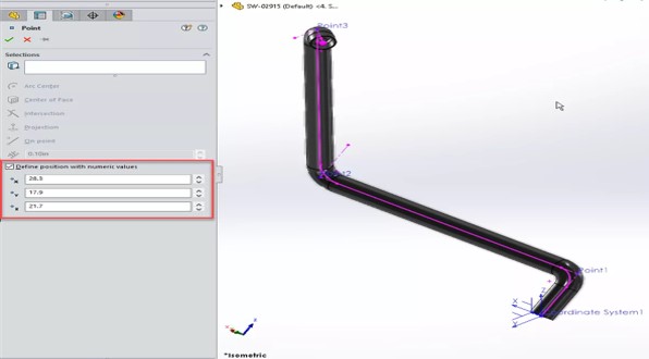 Reference Points by XYZ Values in SOLIDWORKS 2026
